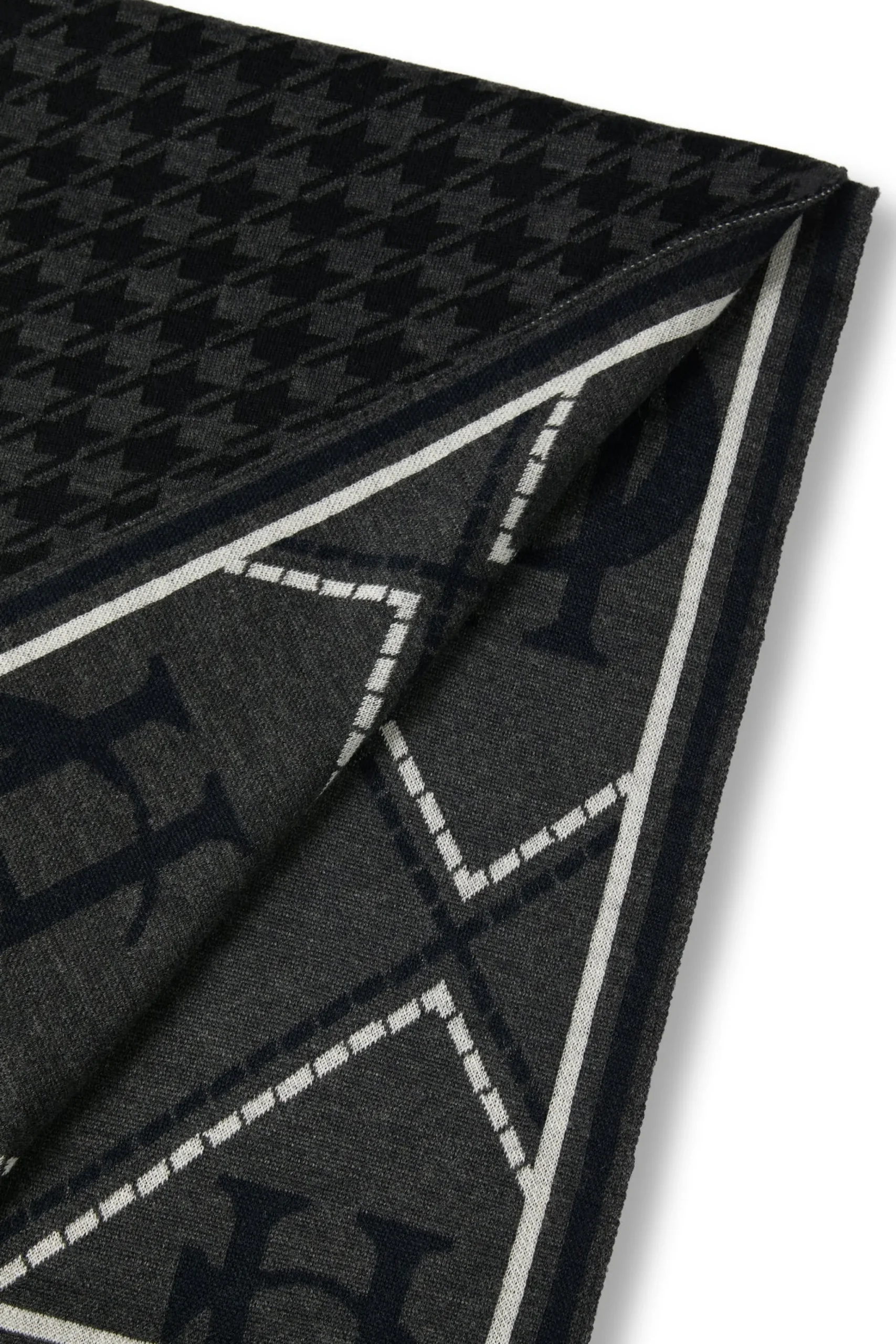 Holland Cooper Reversible Monogram Scarf Charcoal Houndstooth Sale
