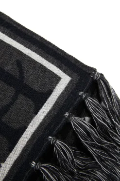 Holland Cooper Reversible Monogram Scarf Charcoal Houndstooth Sale
