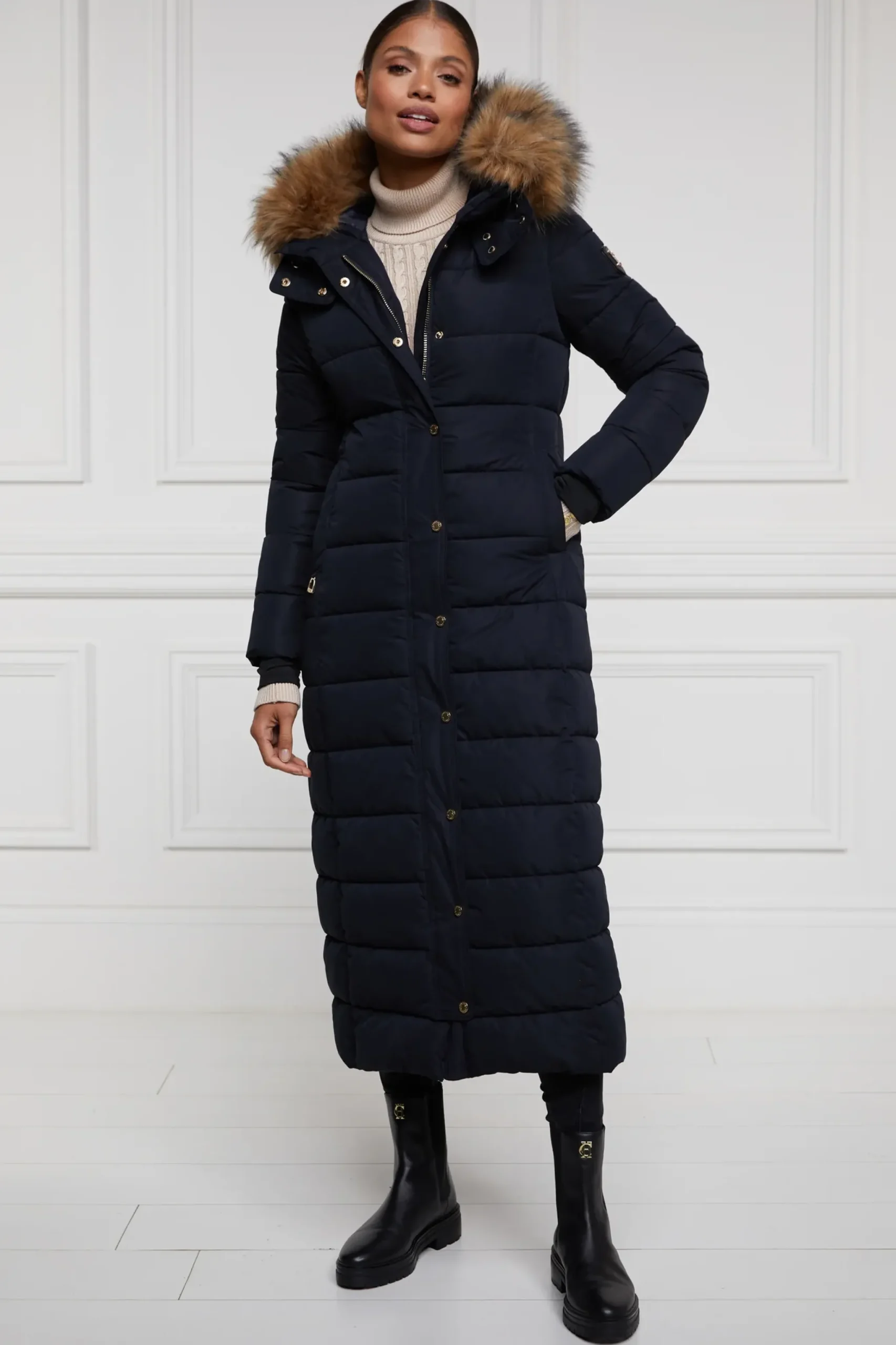 Holland Cooper Rib Bobble Hat Ink Navy Clearance