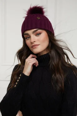 Holland Cooper Rib Bobble Hat Mulberry Online
