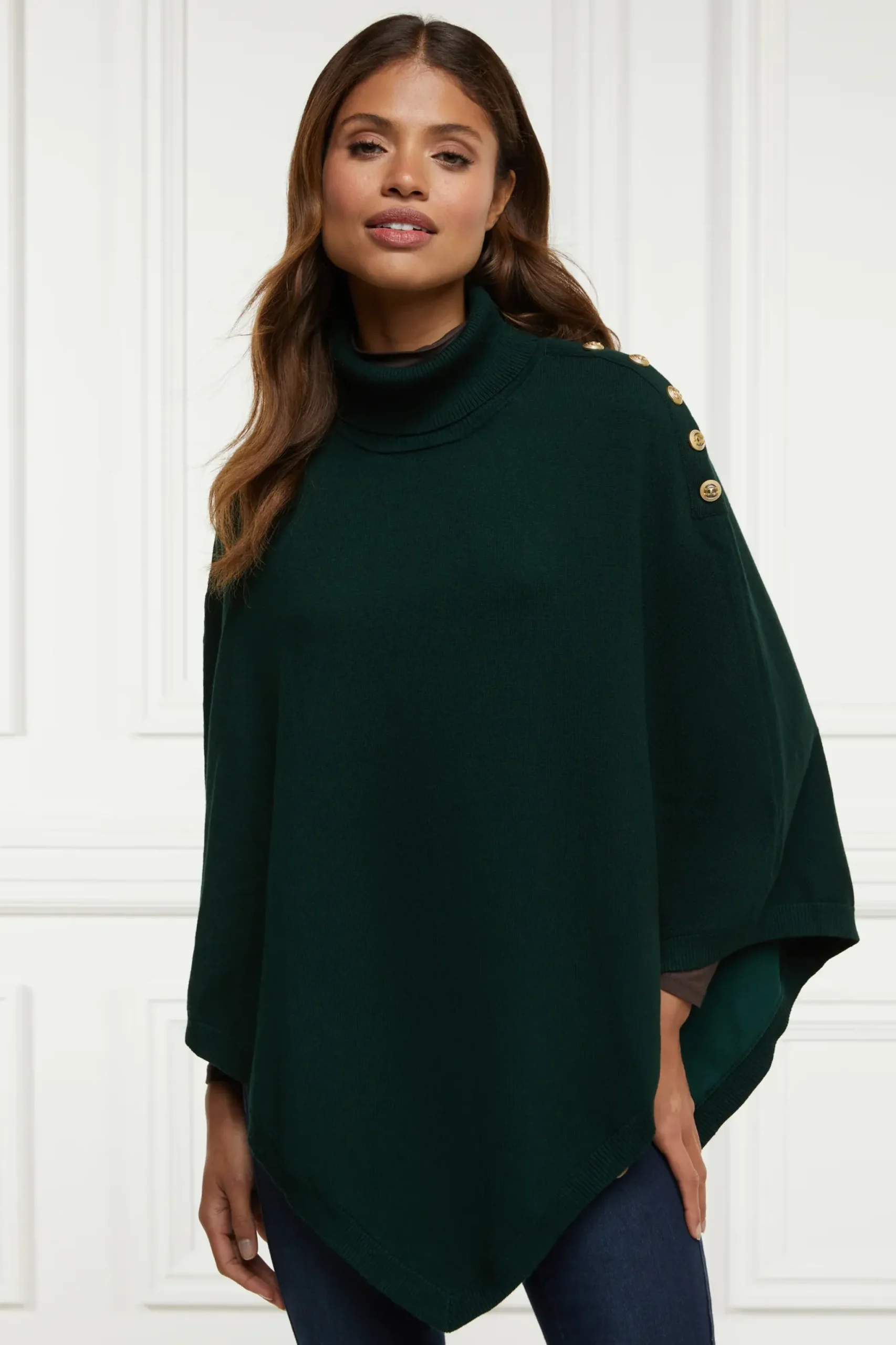 Holland Cooper Roll Neck Cape Deep Emerald Discount