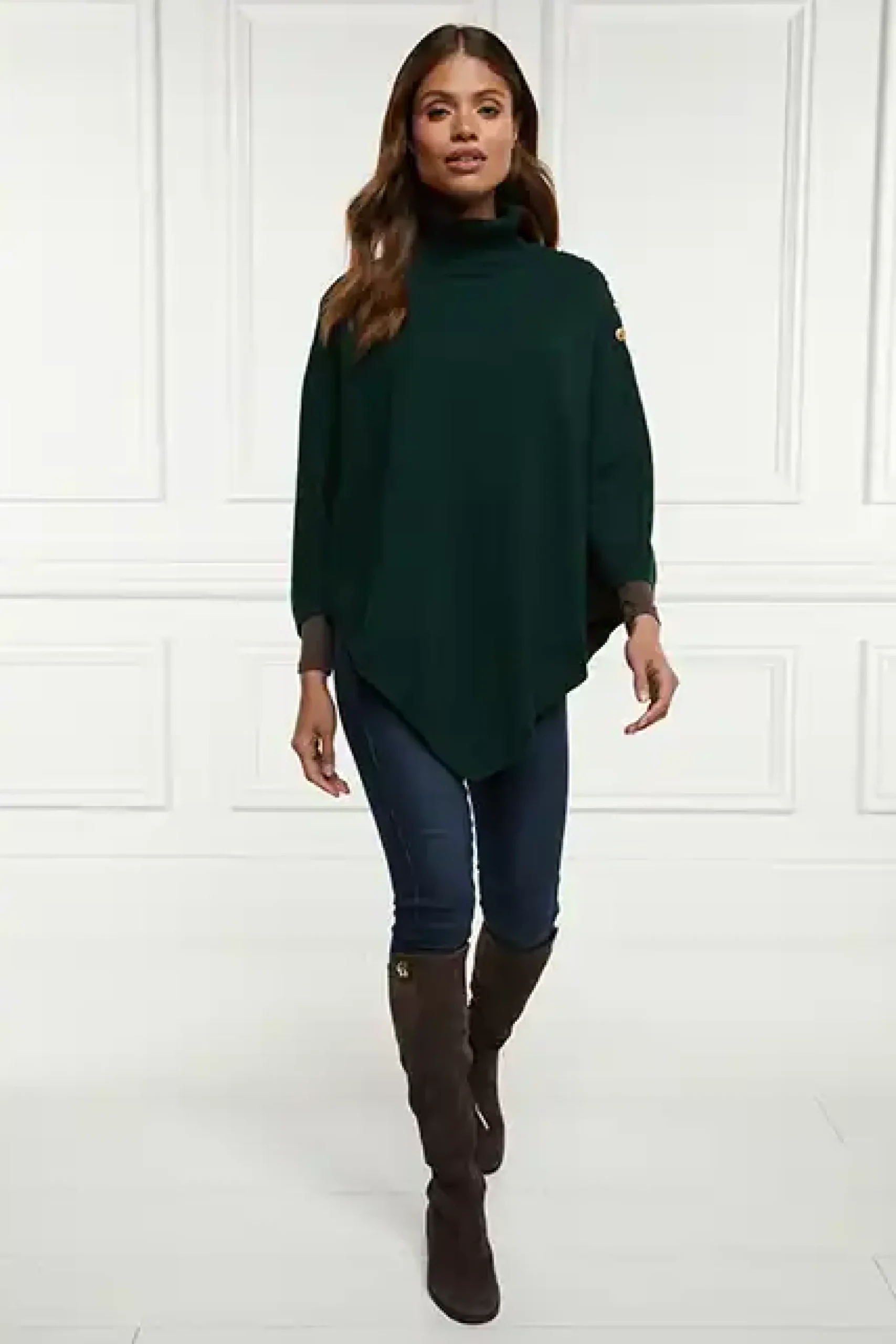 Holland Cooper Roll Neck Cape Deep Emerald Discount