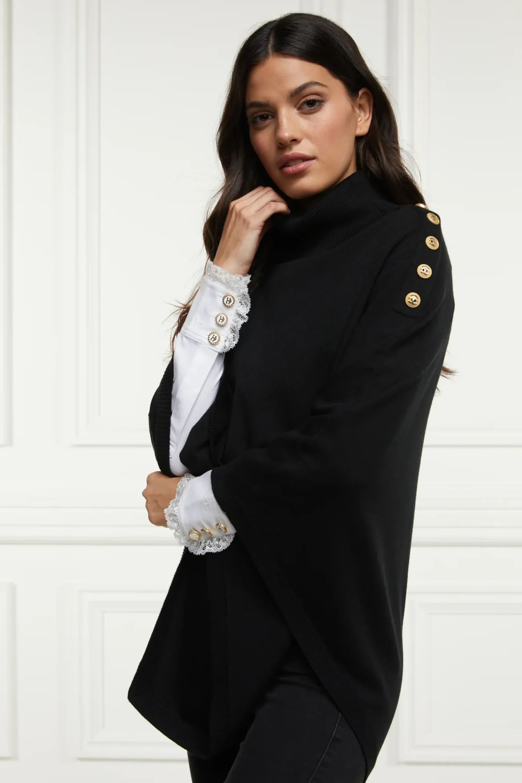 Holland Cooper Roll Neck Cape Black