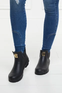 Holland Cooper Rubber Chelsea Boot Black New