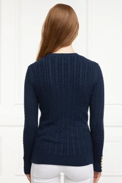 Holland Cooper Seattle Cable Crew Knit Ink Navy Hot