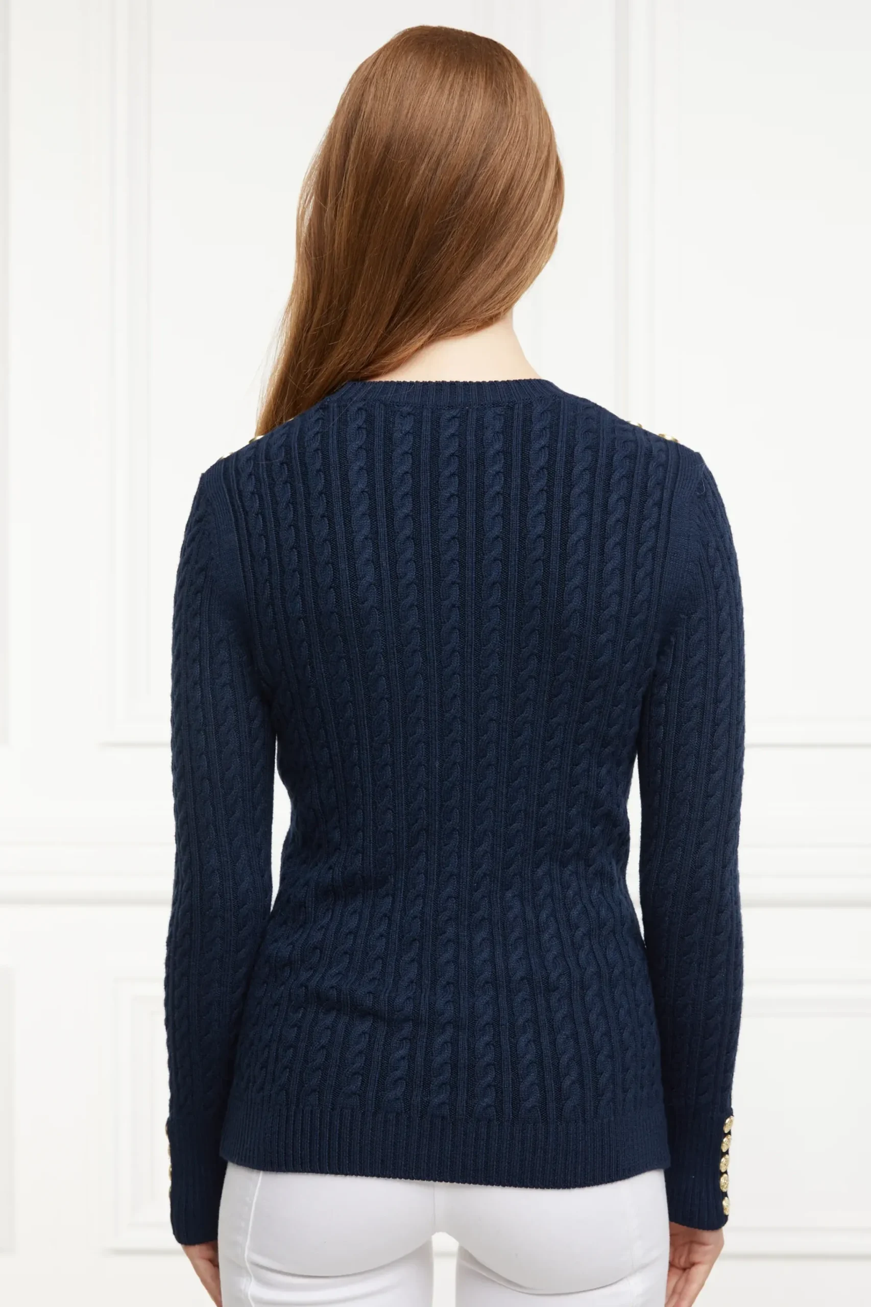 Holland Cooper Seattle Cable Crew Knit Ink Navy Hot
