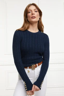 Holland Cooper Seattle Cable Crew Knit Ink Navy Hot