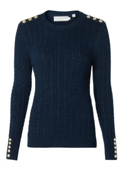 Holland Cooper Seattle Cable Crew Knit Ink Navy Hot