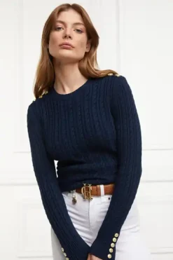 Holland Cooper Seattle Cable Crew Knit Ink Navy Hot