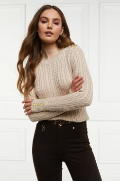 Holland Cooper Seattle Cable Crew Knit Oatmeal Discount
