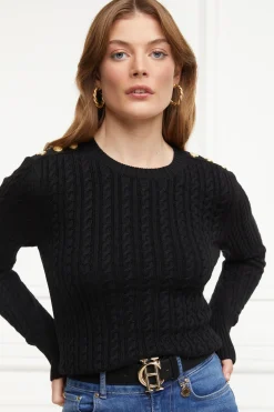 Holland Cooper Seattle Cable Crew Knit Black Best