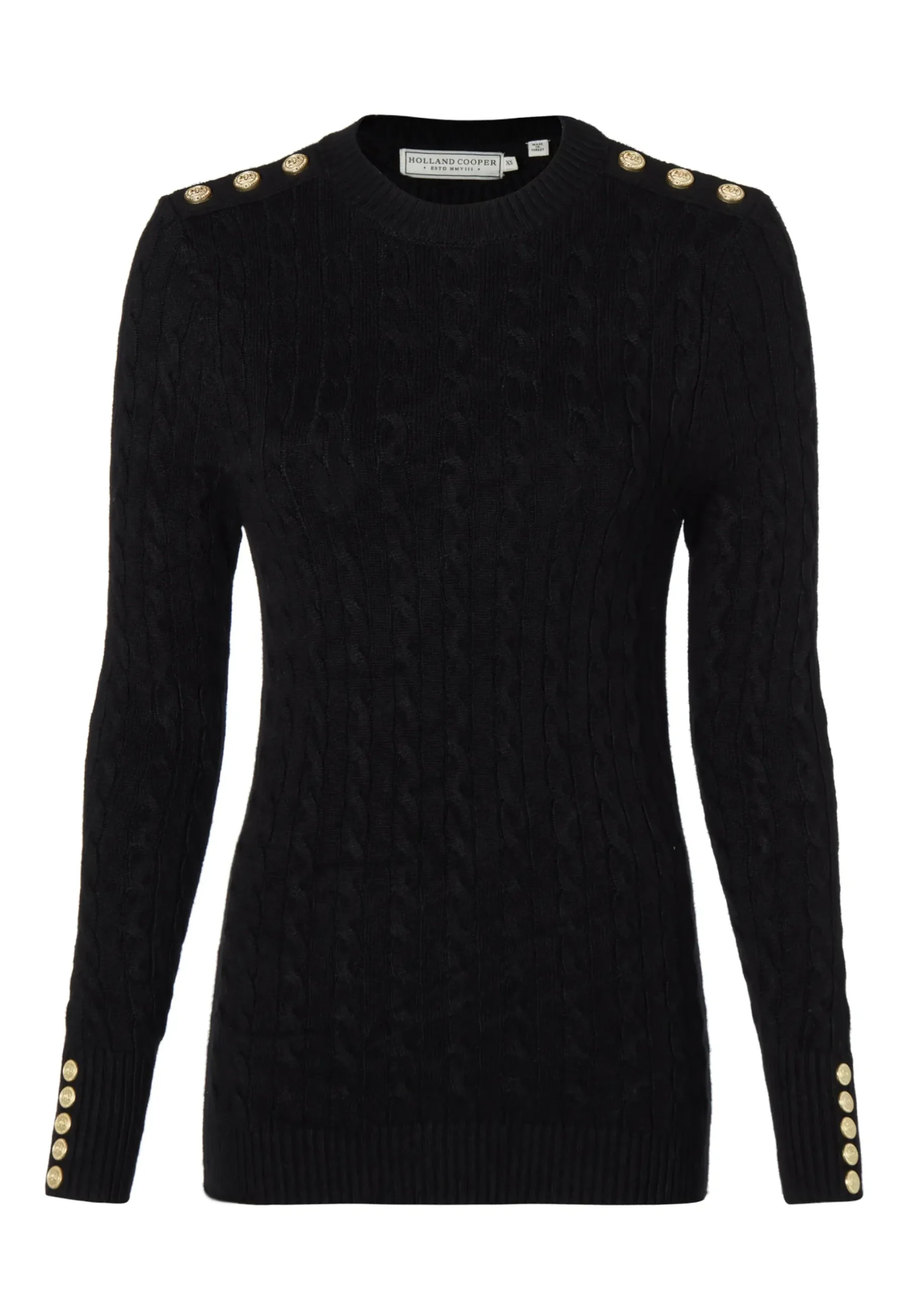 Holland Cooper Seattle Cable Crew Knit Black Best