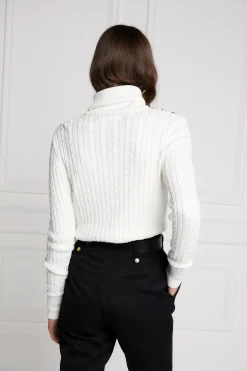 Holland Cooper Seattle Roll Neck Cable Knit Winter White Discount