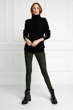 Holland Cooper Seattle Roll Neck Cable Knit Black Discount