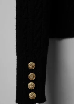 Holland Cooper Seattle Roll Neck Cable Knit Black Discount