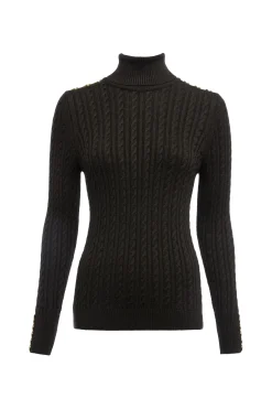Holland Cooper Seattle Roll Neck Cable Knit Fern Green Discount