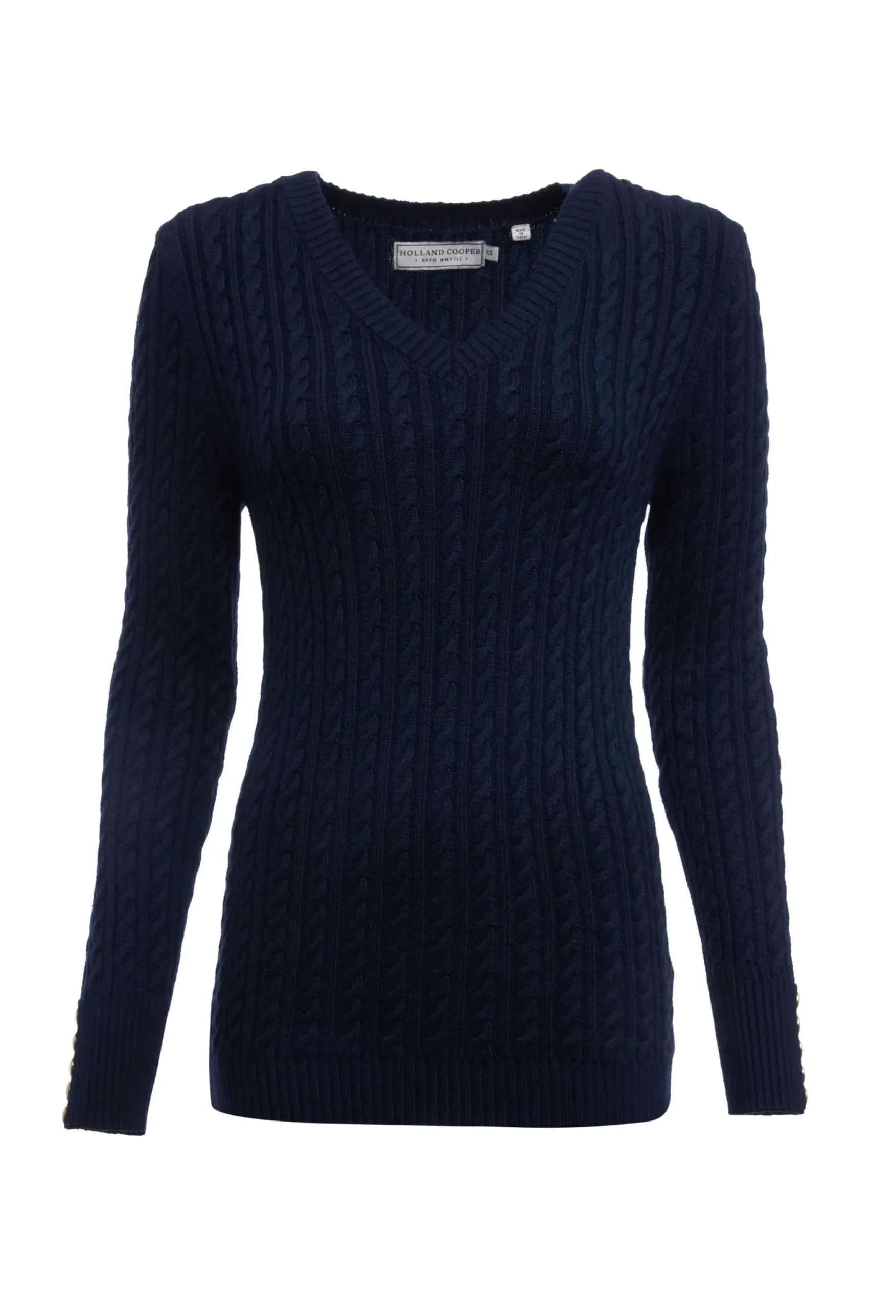 Holland Cooper Seattle V-Neck Knit Ink Navy New