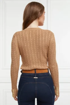 Holland Cooper Seattle V-Neck Knit Dark Camel Discount
