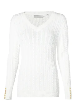 Holland Cooper Seattle V-Neck Knit Winter White New