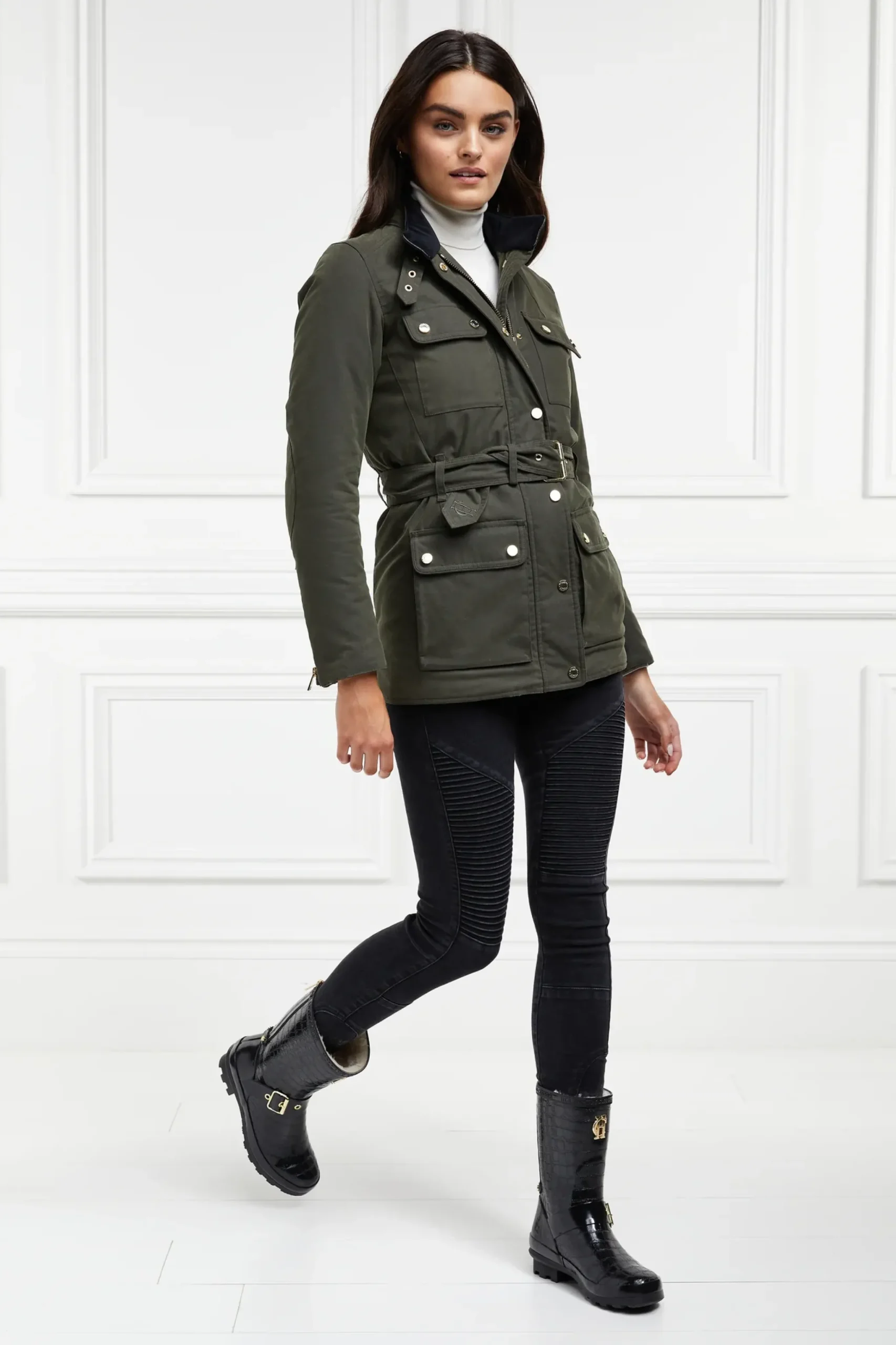 Holland Cooper Sherpa Lined Chelsea Wellington Black Croc Online