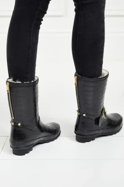 Holland Cooper Sherpa Lined Chelsea Wellington Black Croc Online