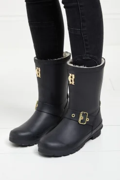 Holland Cooper Sherpa Lined Chelsea Wellington Matte Black Hot