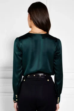 Holland Cooper Silk Bodysuit Emerald Clearance