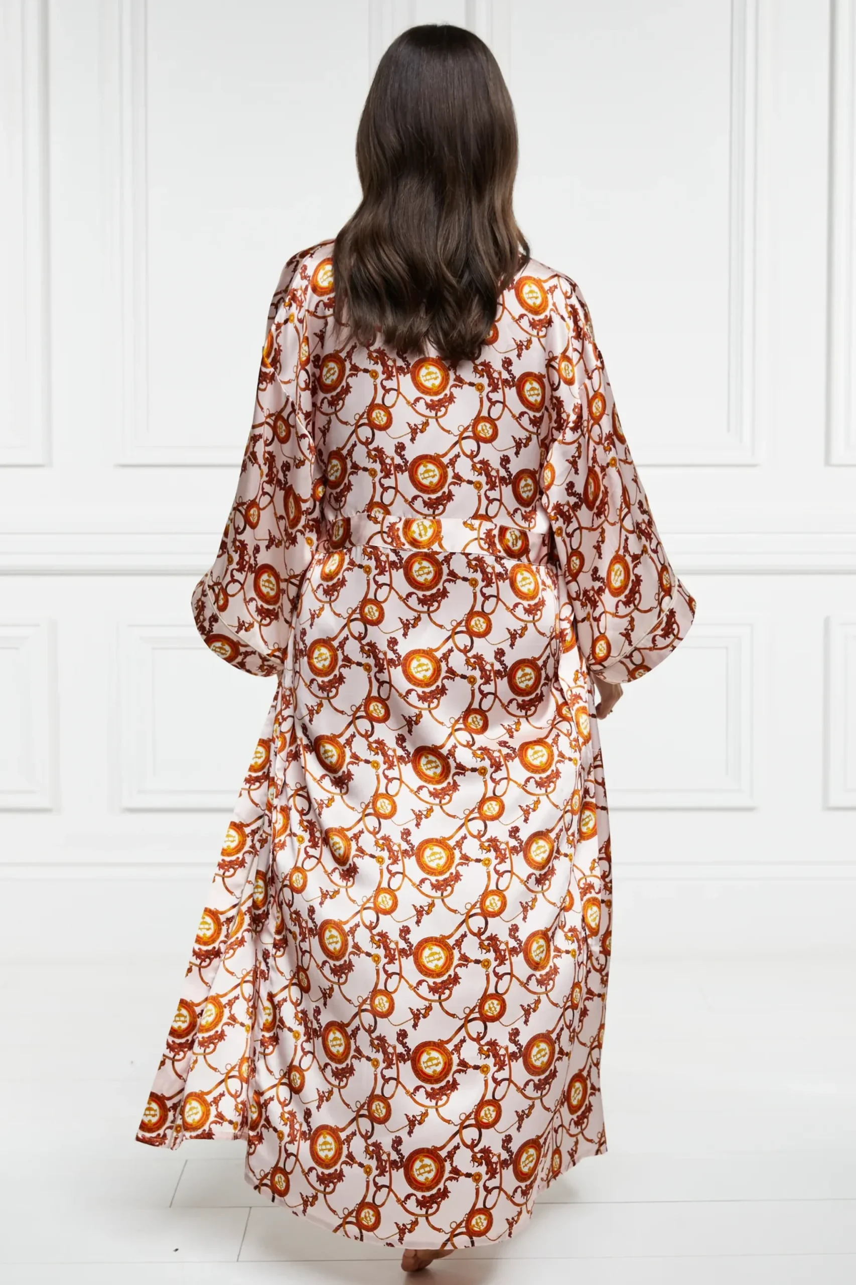 Holland Cooper Silk Full Length Dressing Gown Blush Online