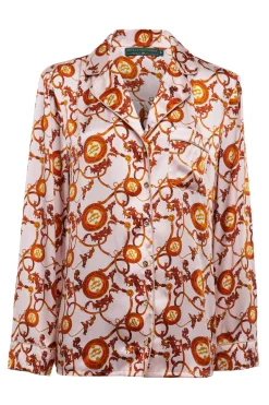 Holland Cooper Silk Pyjama Shirt Blush New
