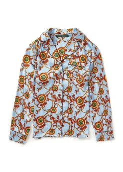 Holland Cooper Silk Pyjama Shirt Sky Blue