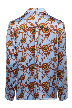 Holland Cooper Silk Pyjama Shirt Sky Blue
