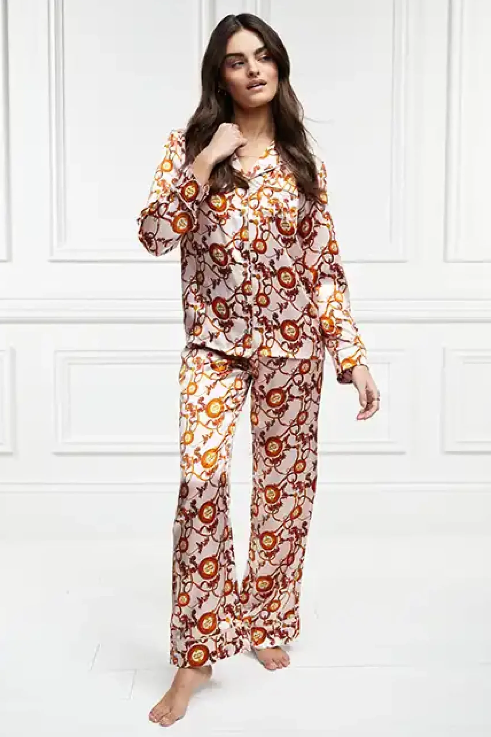 Holland Cooper Silk Pyjama Trouser Blush Discount