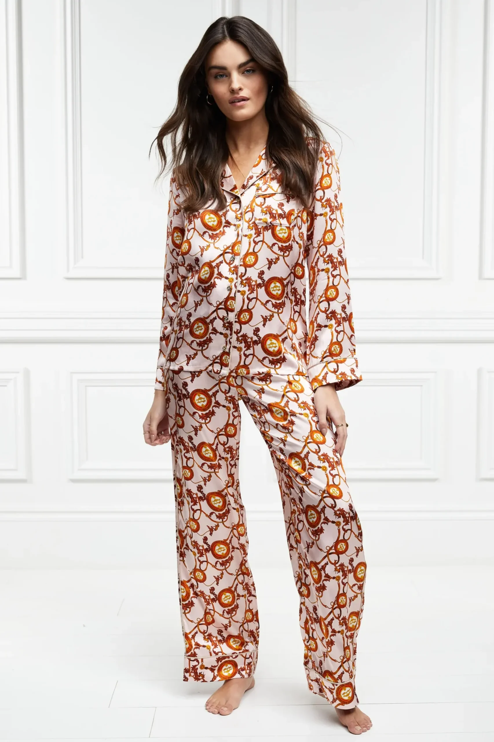 Holland Cooper Silk Pyjama Trouser Blush Discount