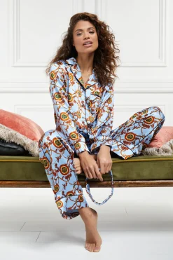 Holland Cooper Silk Pyjama Trouser Sky Blue