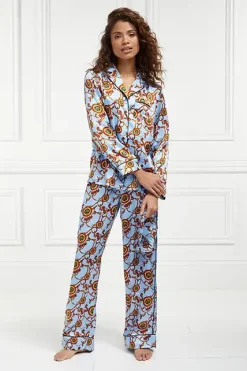 Holland Cooper Silk Pyjama Trouser Sky Blue