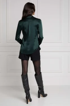 Holland Cooper Silk V-Neck Blouse Emerald Sale