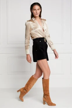 Holland Cooper Silk V-Neck Blouse Champagne Outlet