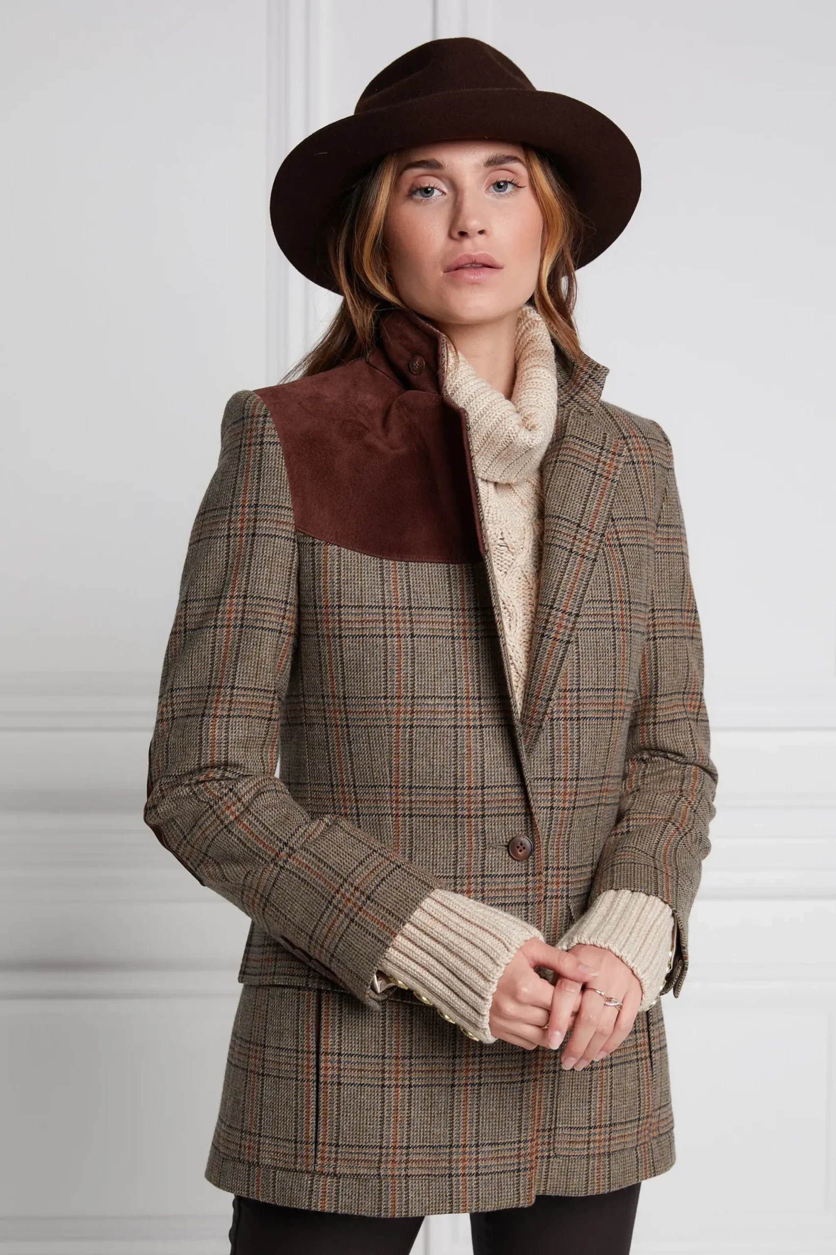 Holland Cooper Single Breasted Field Blazer Bourbon Tweed Sale
