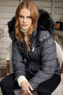 Holland Cooper Ski Jacket Mono Houndstooth Hot
