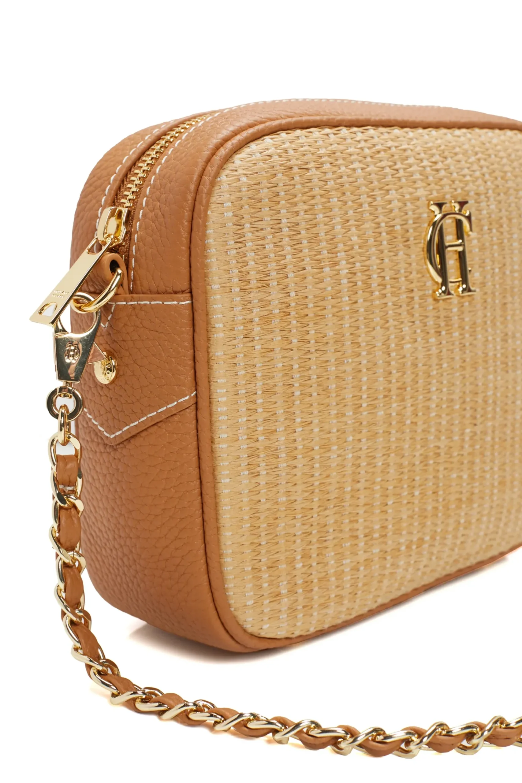 Holland Cooper Soho Camera Bag Tan Raffia Outlet
