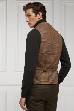 Holland Cooper St James Waistcoat Clarence Check Merlot Clearance