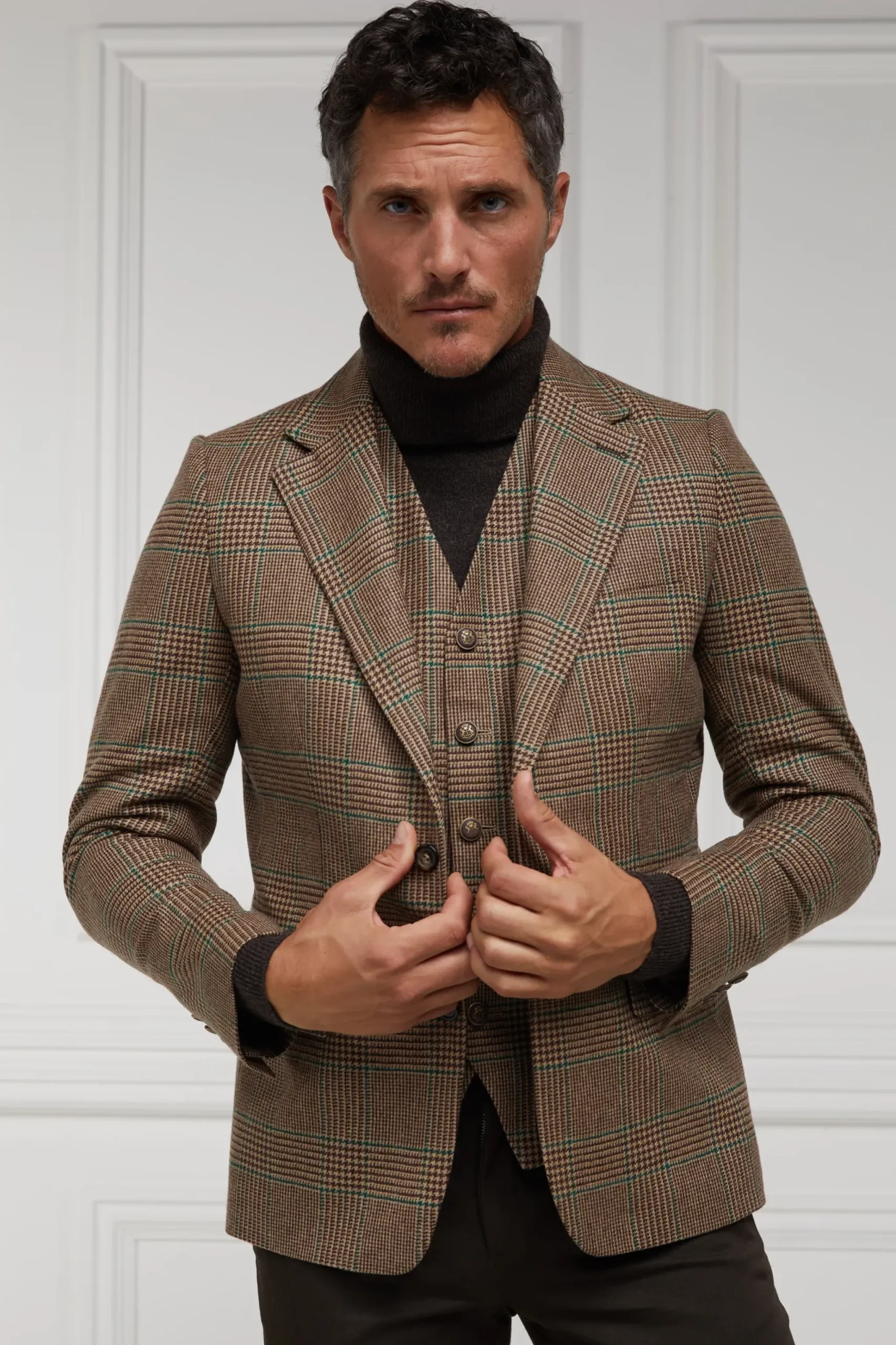 Holland Cooper St James Waistcoat Clarence Check Forest New