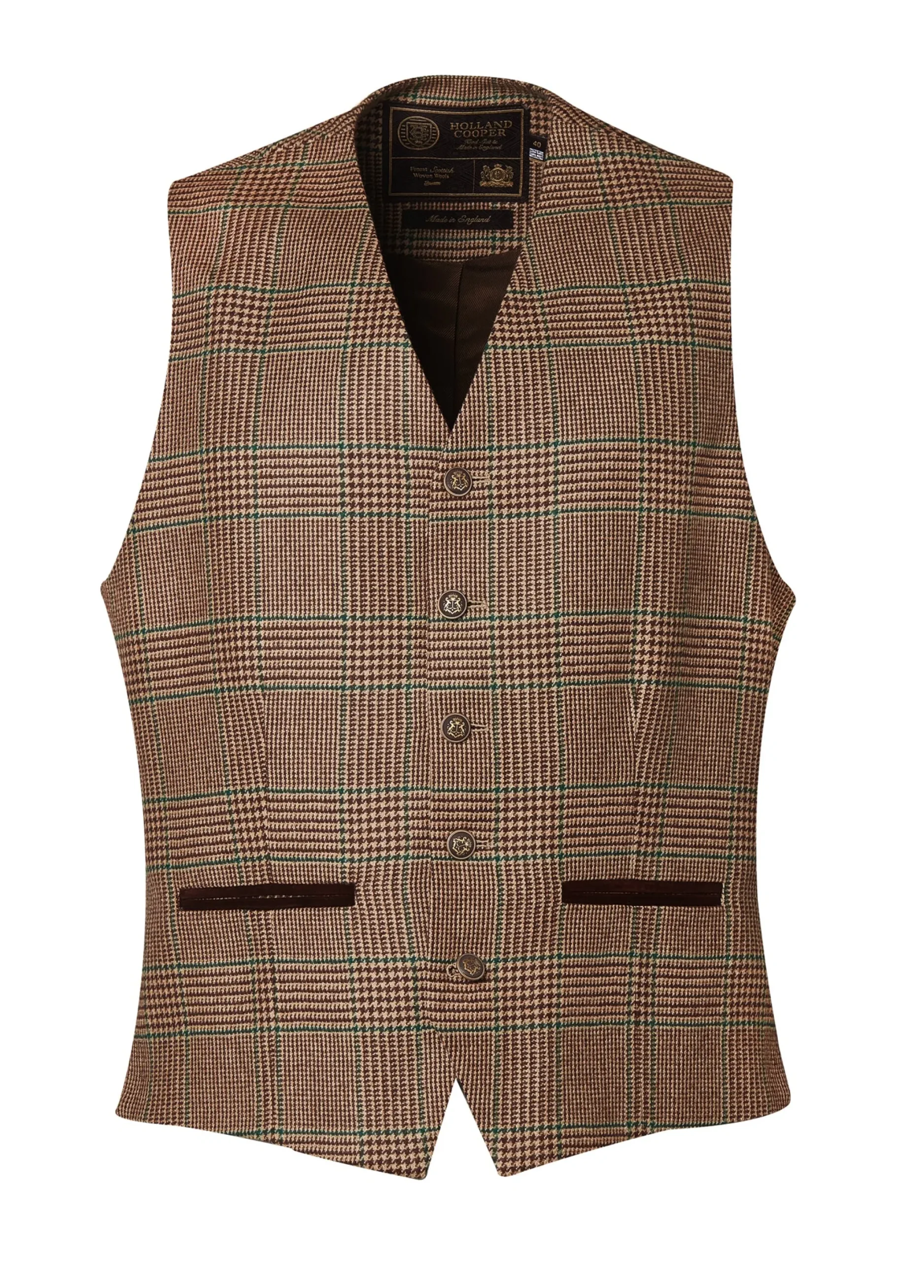 Holland Cooper St James Waistcoat Clarence Check Forest New