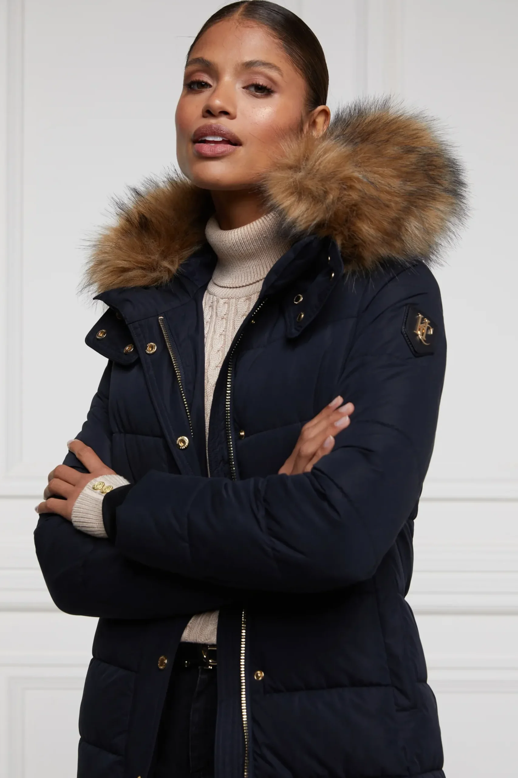 Holland Cooper Stoneleigh Longline Coat Ink Navy Outlet