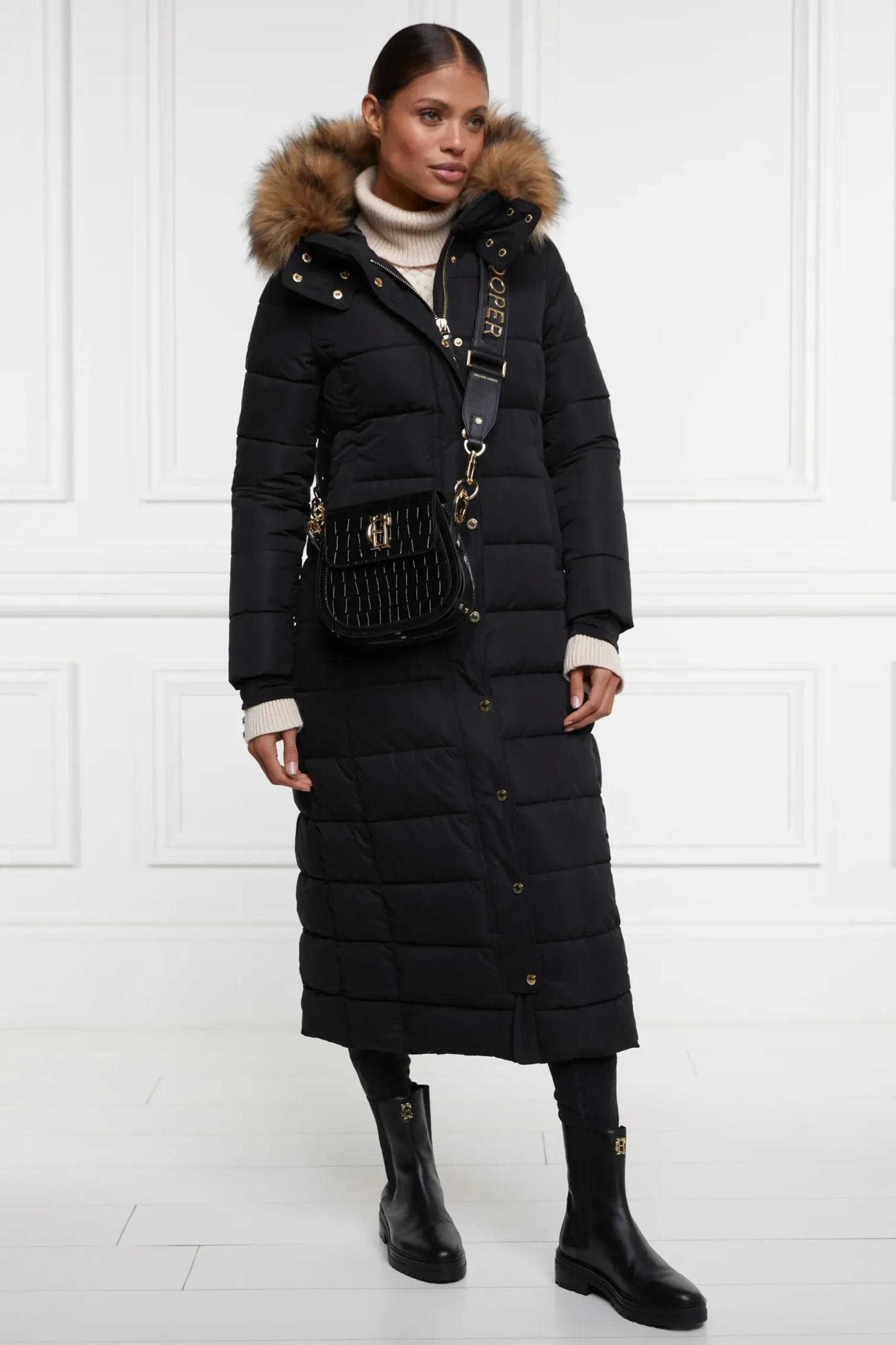 Holland Cooper Stoneleigh Longline Coat Black Outlet