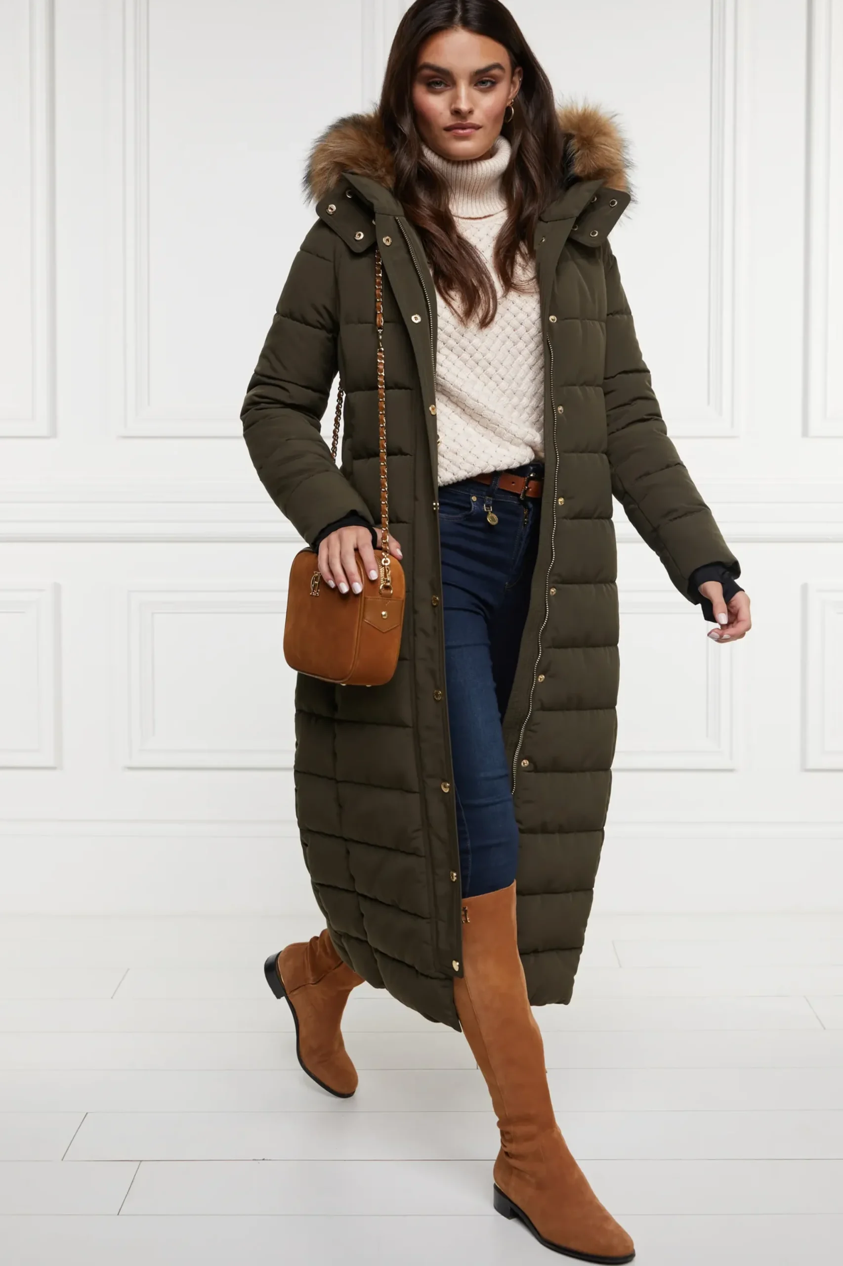 Holland Cooper Stoneleigh Longline Coat Khaki Best