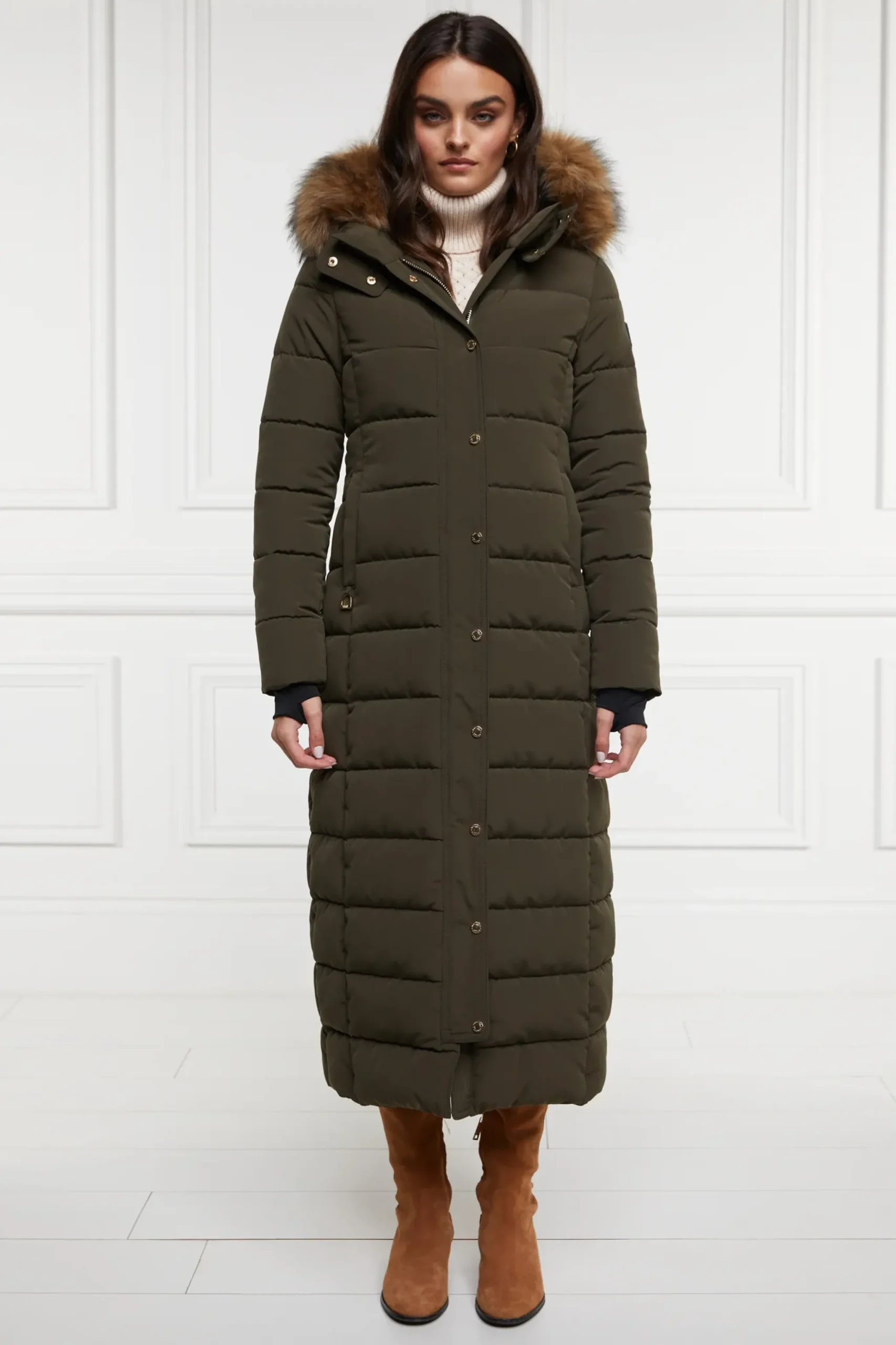 Holland Cooper Stoneleigh Longline Coat Khaki Best