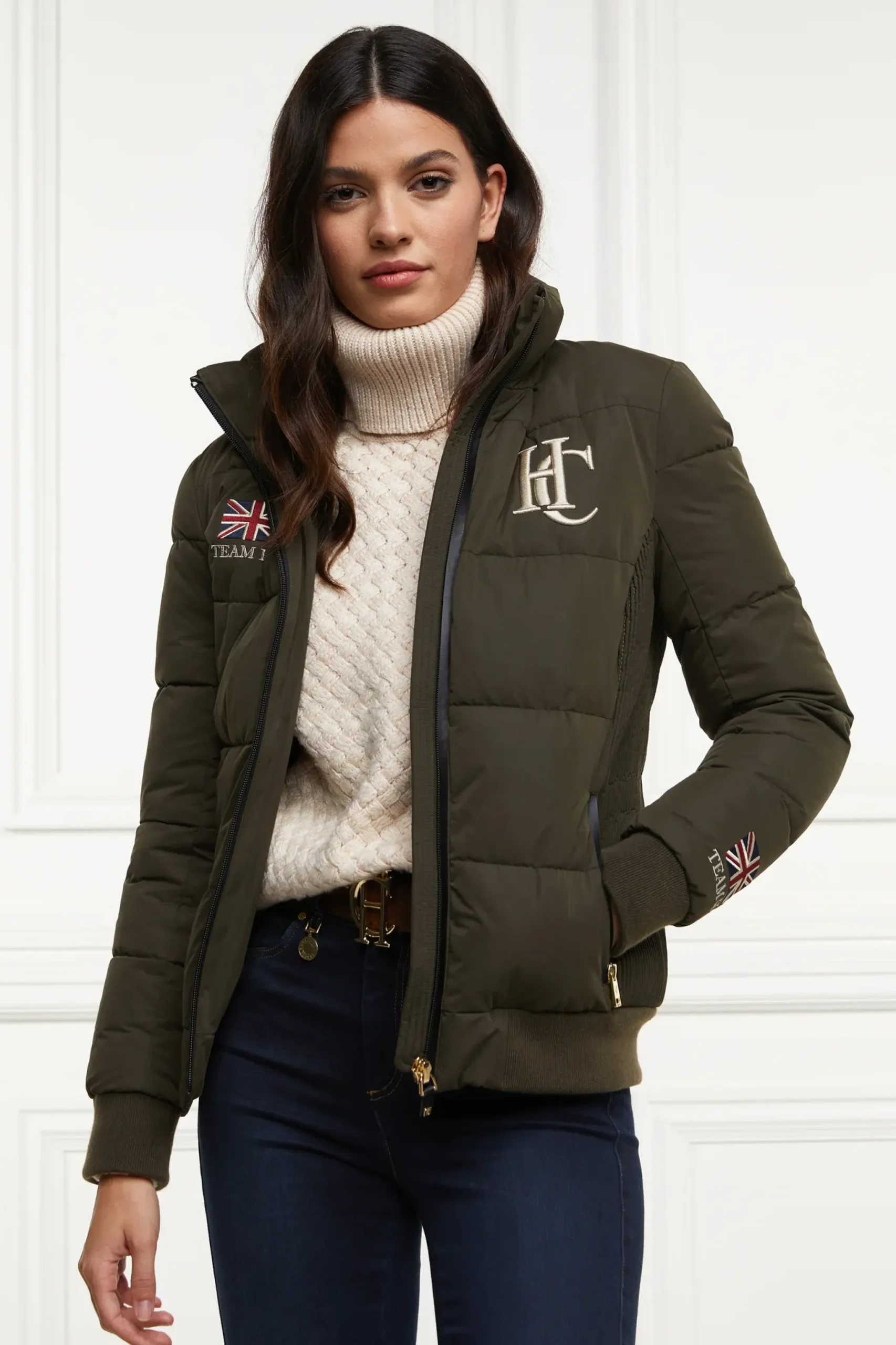 Holland Cooper Team Padded Jacket Khaki Outlet