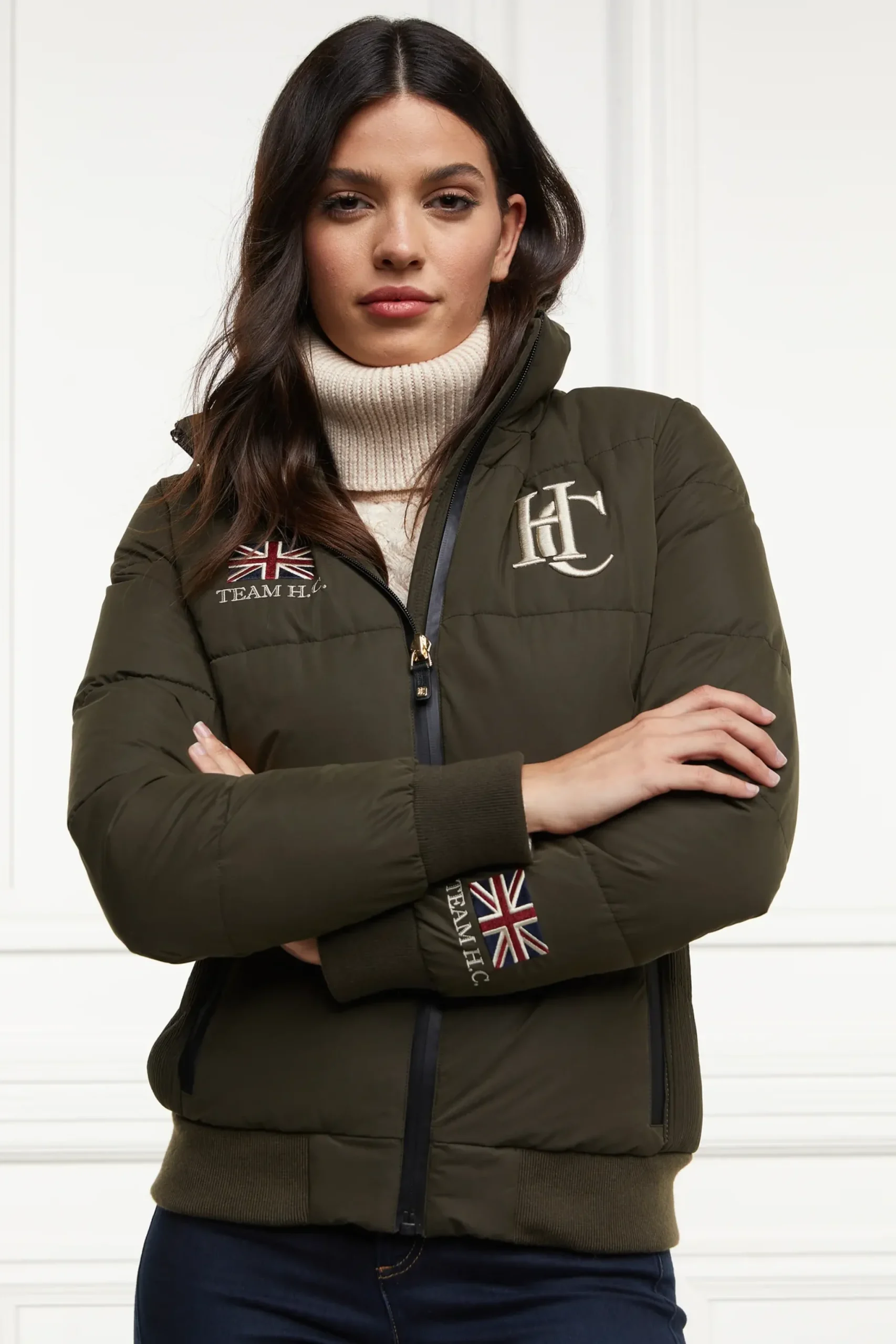 Holland Cooper Team Padded Jacket Khaki Outlet