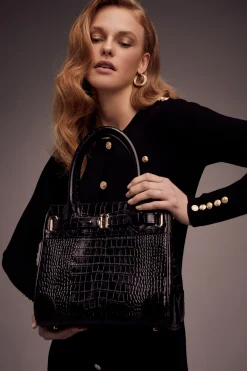 Holland Cooper The Brompton Mini Tote Black Croc Discount